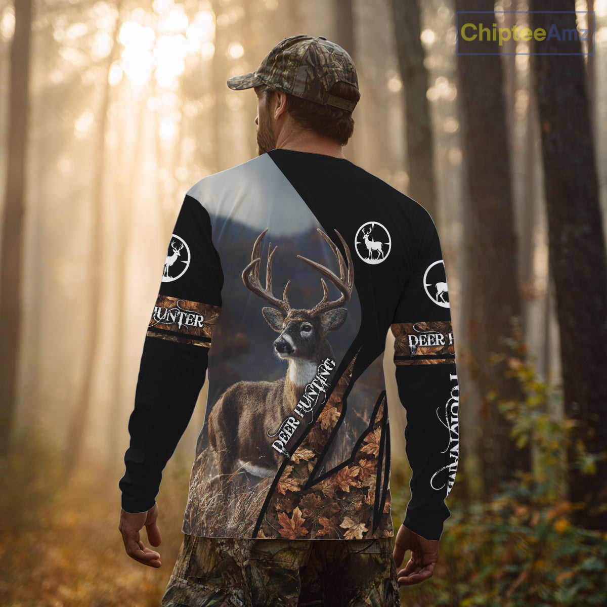 Whitetail Deer Hunting Shirt With Autumn Leaves Camo Pattern For Fall Season Hunters NHT75