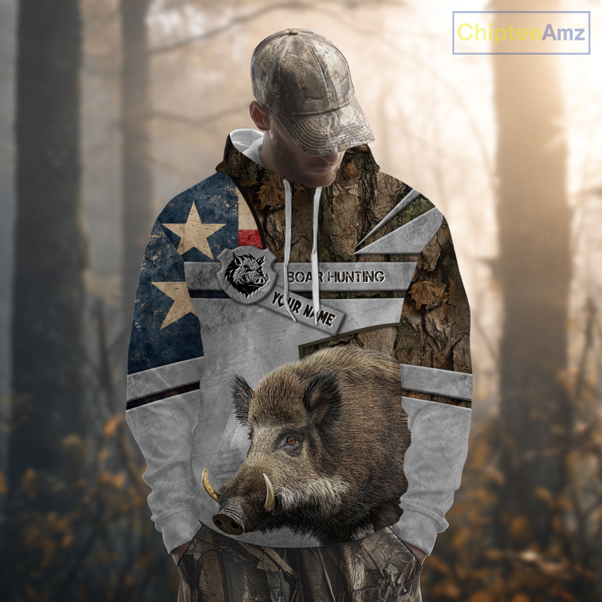 Best Wild Boar Hunting Camouflage TX Flag Custom Name Shirts for Hunter Gift For Hunter NHT107