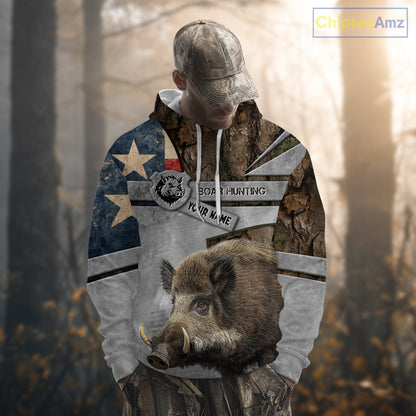 Best Wild Boar Hunting Camouflage TX Flag Custom Name Shirts for Hunter Gift For Hunter NHT107