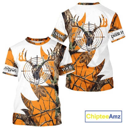 Custom Deer Skull Hunting Shirt 3D All Over Print Camo & Personalized Name, Gifts for Hunter NHT31