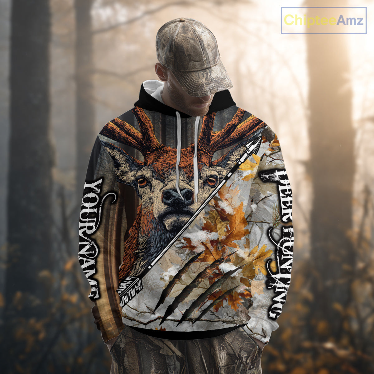 Whitetails Deer Hunting Shirt Custom Name Beautiful Camo Autumn Leaves For Deer Hunters NHT37