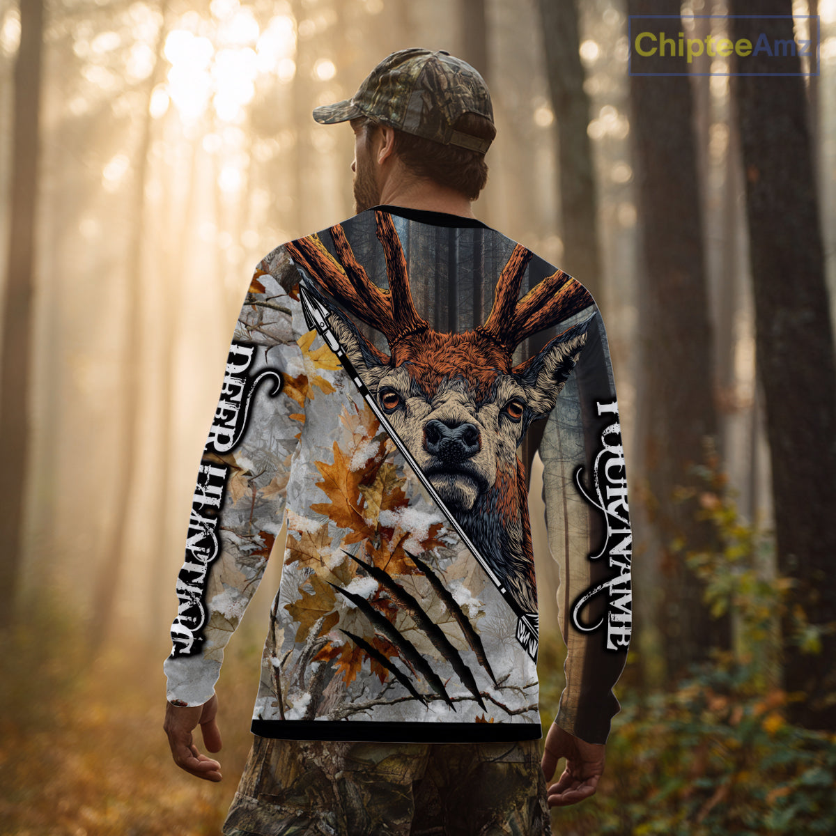 Whitetails Deer Hunting Shirt Custom Name Beautiful Camo Autumn Leaves For Deer Hunters NHT37