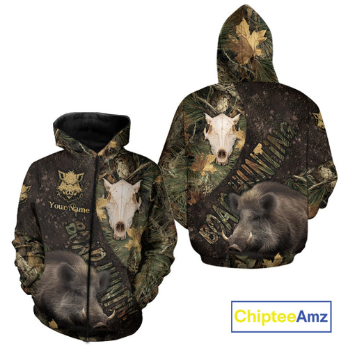 Best Wild Boar Hunting Forest Camouflage Custom Name Shirts for Hunter, Hunting Gifts NHT105