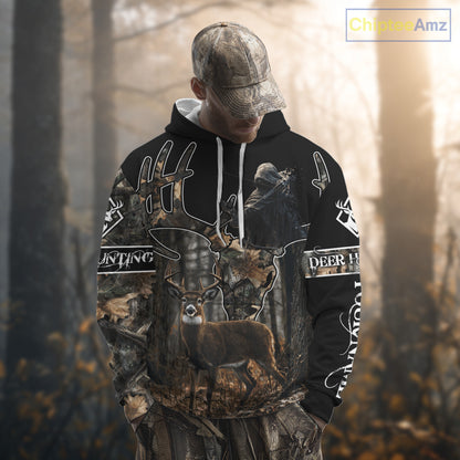 Best Season Whitetail Deer Hunting Shirt Custom Name Black Camo Forest Gift For Hunters NHT54