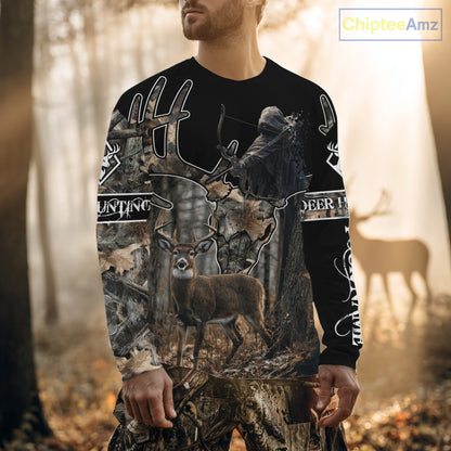 Best Season Whitetail Deer Hunting Shirt Custom Name Black Camo Forest Gift For Hunters NHT54