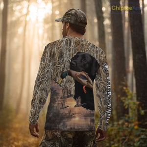 Duck Hunting Shirt Camo with Labrador Retriever Black 3D All Over Printing Shirts for Men NHT95