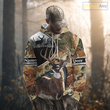 Whitetail Deer Hunting Shirt With Camouflage, Deer Hunter Custom Name, Hunting Gift  NHT97