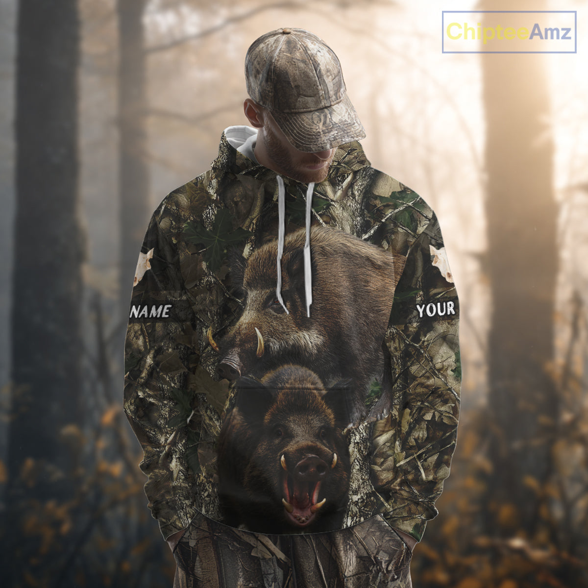 Camouflage Hunting Animals Wild Boar 3D All Over Printed Shirt – Custom Name & Hunting Gift NHT108