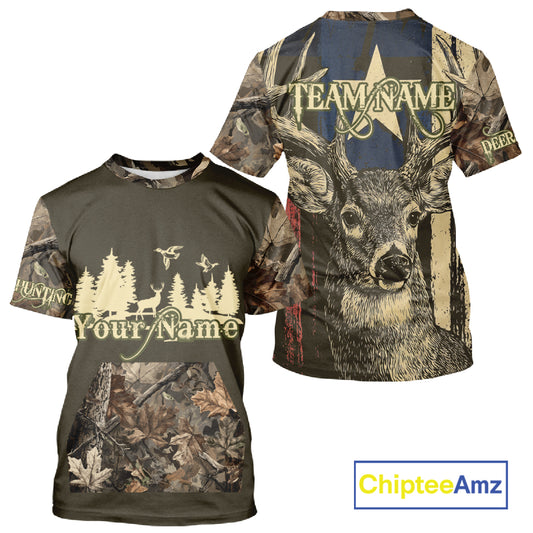 Deer hunting Shirt 3D All Over Print With Texas Flag & Forest Camo Best Gift For Hunter NHT30