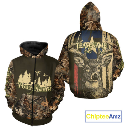 Deer hunting Shirt 3D All Over Print With Texas Flag & Forest Camo Best Gift For Hunter NHT30