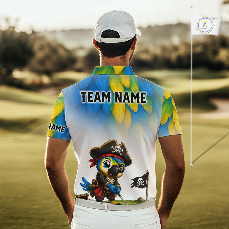 Personalized Pirate Parrot Mens Golf Polo Shirt Custom Pirate Bird Golf Jersey NHT1188
