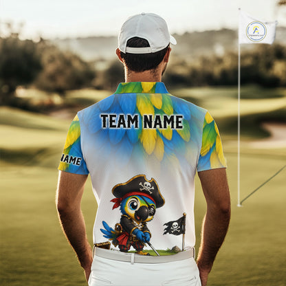 Personalized Pirate Parrot Mens Golf Polo Shirt Custom Pirate Bird Golf Jersey NHT1188