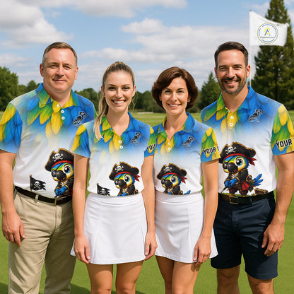 Personalized Pirate Parrot Mens Golf Polo Shirt Custom Pirate Bird Golf Jersey NHT1188