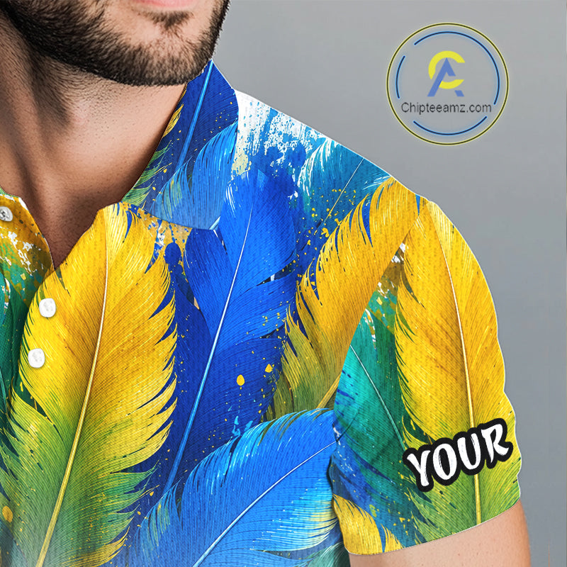 Personalized Parrot Mens Golf Polo Shirt – Cute Bird Hugging Golf Ball, Golf Lover Gift NHT1191