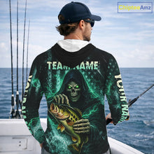 Load image into Gallery viewer, Custom Team Name Grim Reaper Bass Fishing With American Flag - Hooded Patriotic Bass Fishing Jersey NHT515