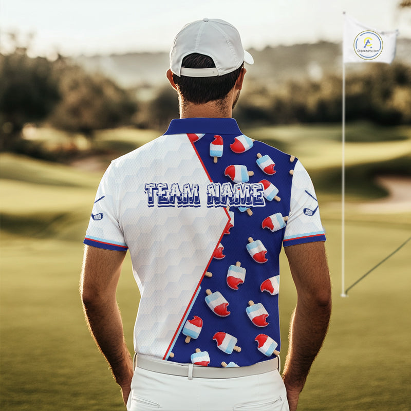 Custom Popsicle Pattern Mens Golf Polo, Personalized Summer Sweet Golf Shirt, Custom Golf Jersey, Familly Team Shirt NHT698