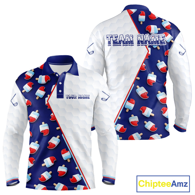 Custom Popsicle Pattern Mens Golf Polo, Personalized Summer Sweet Golf Shirt, Custom Golf Jersey, Familly Team Shirt NHT698