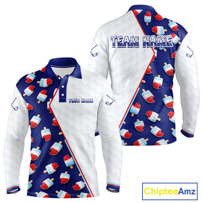 Custom Popsicle Pattern Mens Golf Polo, Personalized Summer Sweet Golf Shirt, Custom Golf Jersey, Familly Team Shirt NHT698