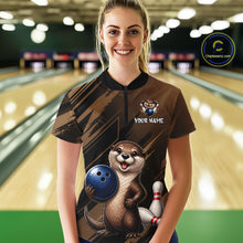 Load image into Gallery viewer, Women's Custom Otter Bowling Polo Shirt &amp; 1/4 Zip Pullover Personalized Team Jersey With Name Gift NHT1202