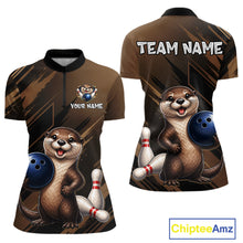 Load image into Gallery viewer, Women's otter bowling quarter zip pullover – lightweight breathable personalized jersey