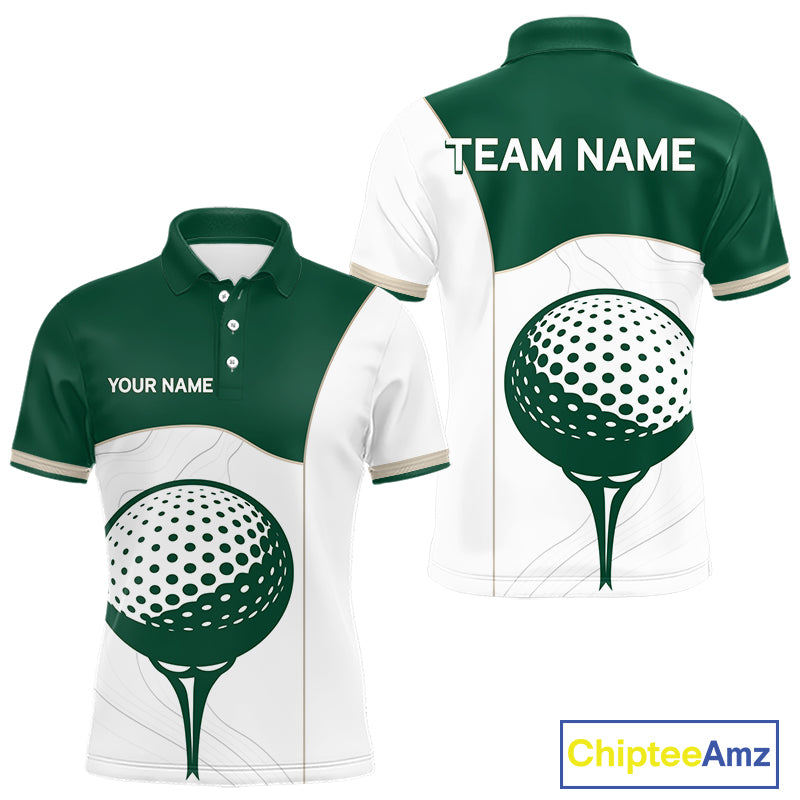 Green White Golf Ball Mens Golf Polo Shirts Custom Golf Clothing For Gentleme NHT883