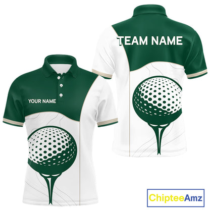 Green White Golf Ball Mens Golf Polo Shirts Custom Golf Clothing For Gentleme NHT883