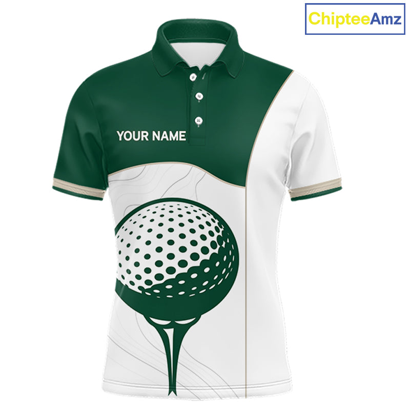 Green White Golf Ball Mens Golf Polo Shirts Custom Golf Clothing For Gentleme NHT883