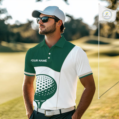 Green White Golf Ball Mens Golf Polo Shirts Custom Golf Clothing For Gentleme NHT883