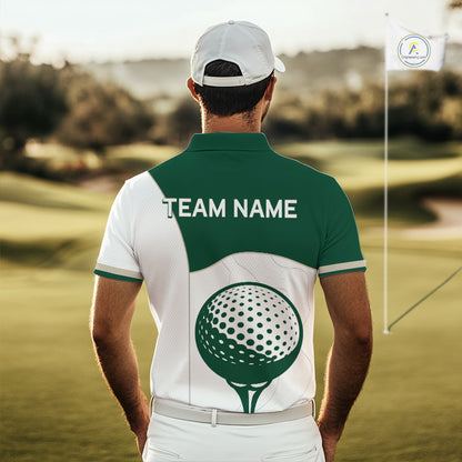 Green White Golf Ball Mens Golf Polo Shirts Custom Golf Clothing For Gentleme NHT883