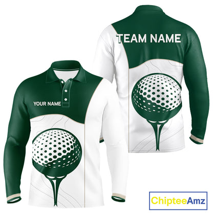 Green White Golf Ball Mens Golf Polo Shirts Custom Golf Clothing For Gentleme NHT883