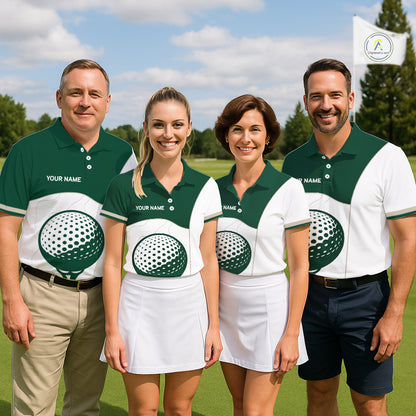 Green White Golf Ball Mens Golf Polo Shirts Custom Golf Clothing For Gentleme NHT883