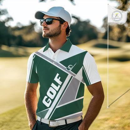 Green Mens Golf Polo Shirt Custom Golf Shirts For Team Personalized Golf Gifts NHT721