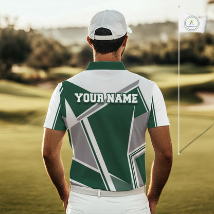 Green Mens Golf Polo Shirt Custom Golf Shirts For Team Personalized Golf Gifts NHT721