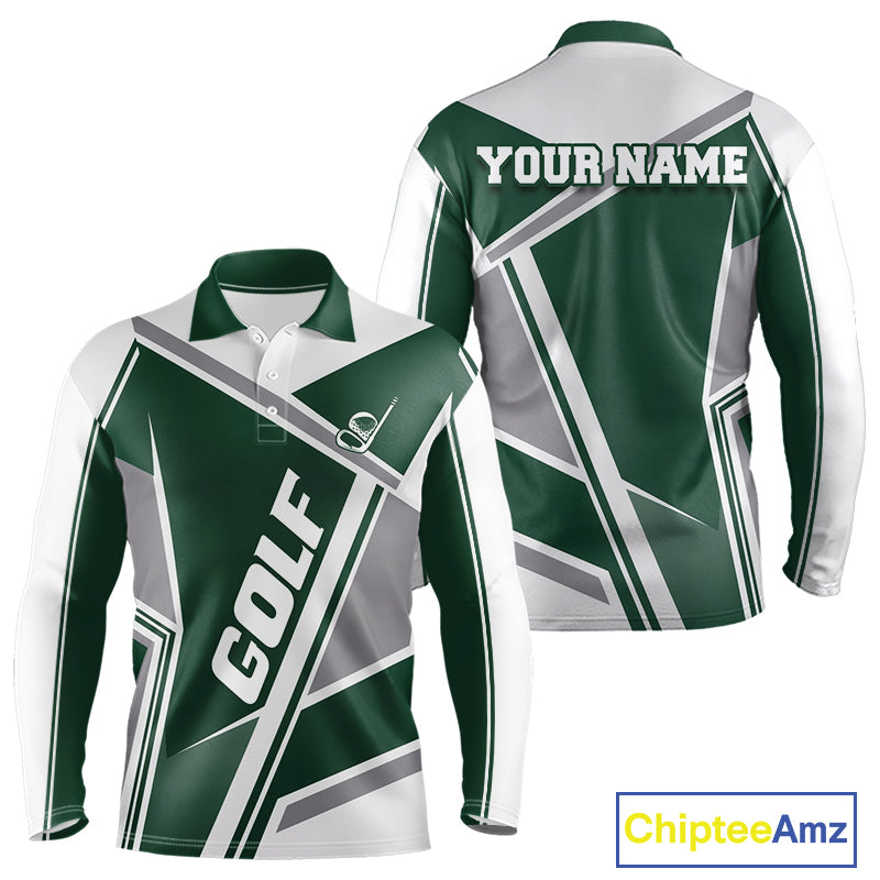 Green Mens Golf Polo Shirt Custom Golf Shirts For Team Personalized Golf Gifts NHT721