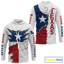 Load image into Gallery viewer, Texas Fishing Shirt Long Sleeve Hooded Patriotic Texas Flag UV Protection Fishing Apparel