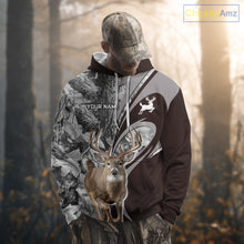 Load image into Gallery viewer, Whitetail Deer Hunting Clothes Custom Name Beautiful Gray Camo Hunting Gifts NHT209