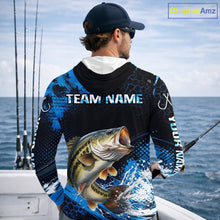 Load image into Gallery viewer, Custom Bass Fishing Jersey, Personalized Team Name Long Sleeve Hooded Performance Fishing Shirt For Men NHT1224