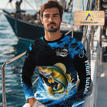 Load image into Gallery viewer, Custom Walleye Fishing Jersey, Personalized Team Name Long Sleeve Performance Fishing Shirt For Men NHT1226