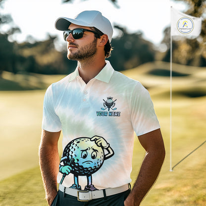Funny Tie Dye Golf Team Polo Shirt – Cartoon Golf Ball Golfer Shirt, Personalized Golf Family Team Shirt NHT741