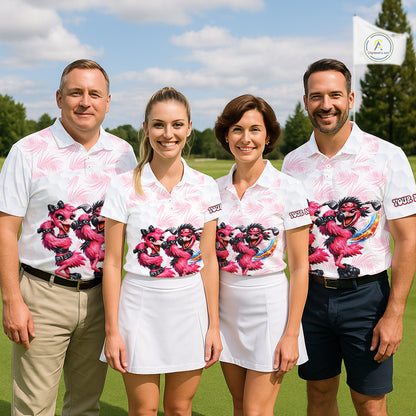 Personalized Funny Flamingo Rockstar Couple Golf Polo Shirt, Custom Name Matching Couple Golf Shirt NHT748