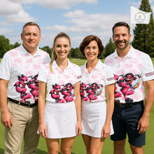 Load image into Gallery viewer, Personalized Funny Flamingo Rockstar Couple Golf Polo Shirt, Custom Name Matching Couple Golf Shirt NHT748