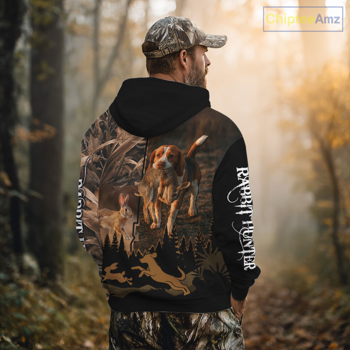 Best Brown Camo 3D Beagle Dog Rabbit Hunting Shirt, Custom Name Rabbit Hunter Clothing NHT231