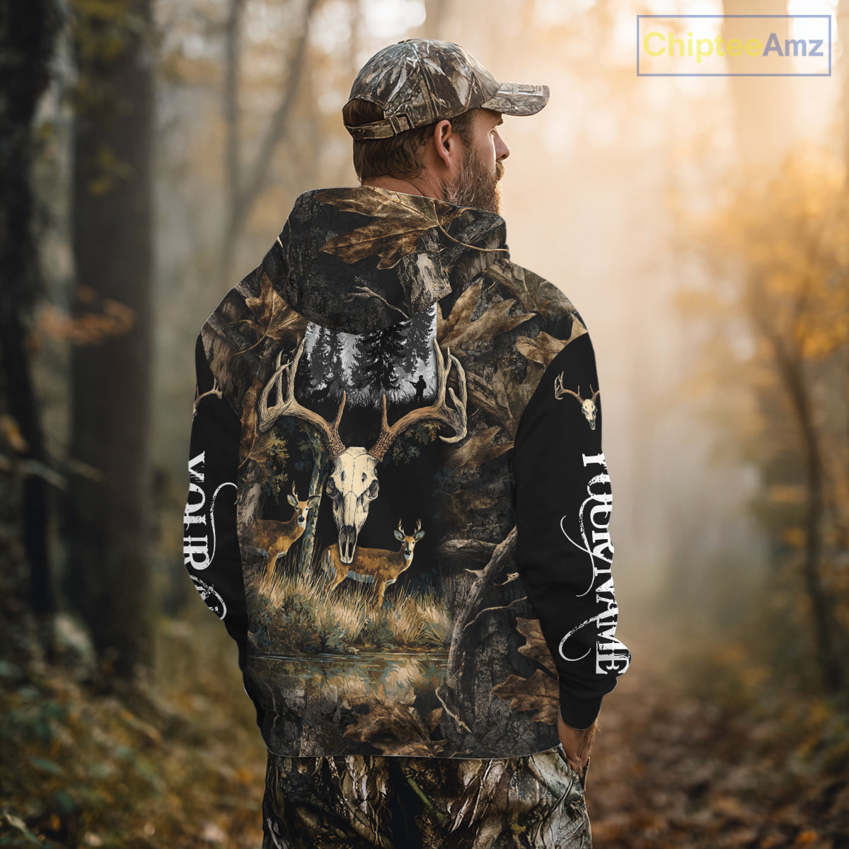Deer Hunting Gift, Personalized Whitetail Deer Hunting 3D All Over Printed Camo Hoodie NHT361