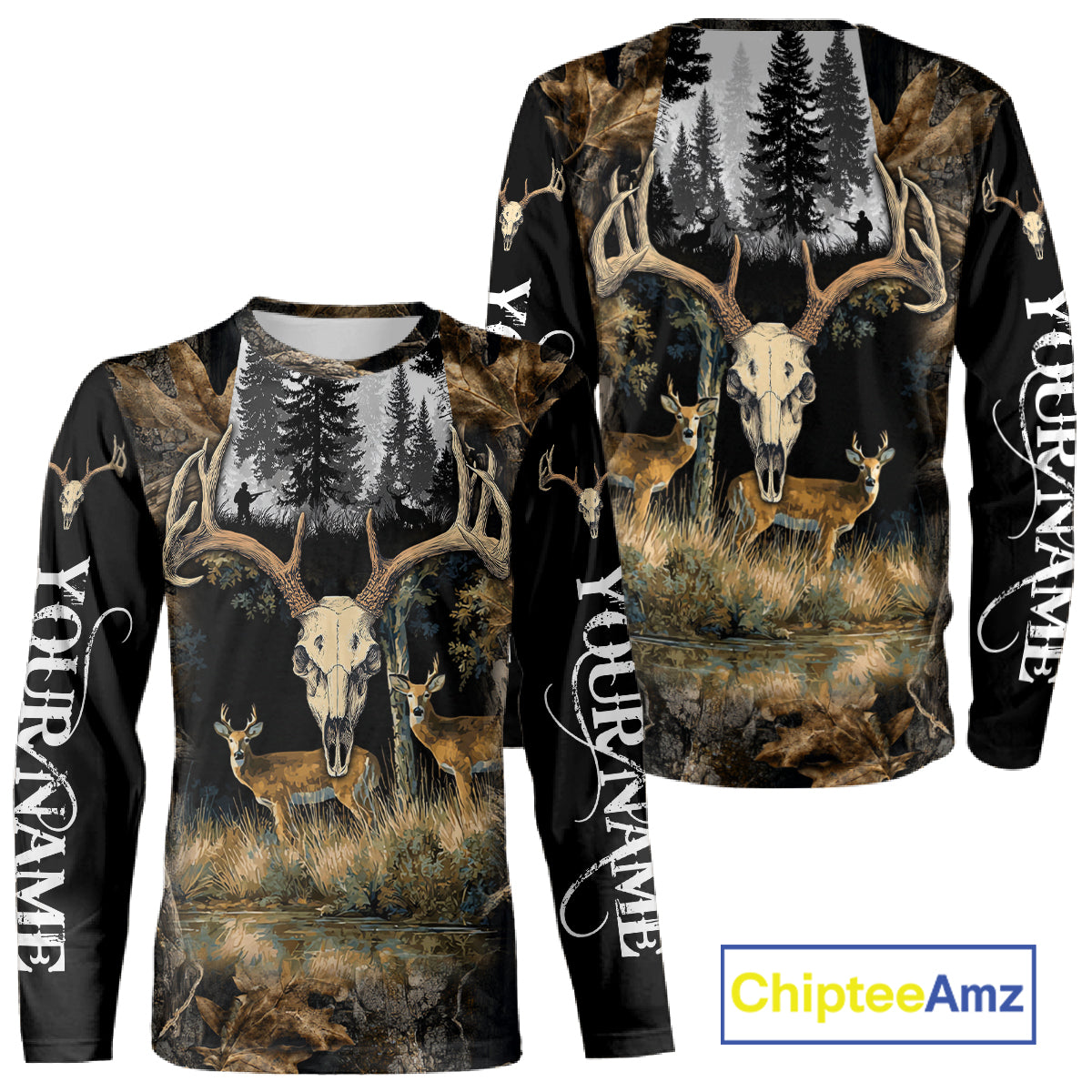 Deer Hunting Gift, Personalized Whitetail Deer Hunting 3D All Over Printed Camo Hoodie NHT361