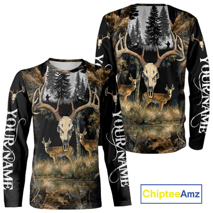 Deer Hunting Gift, Personalized Whitetail Deer Hunting 3D All Over Printed Camo Hoodie NHT361