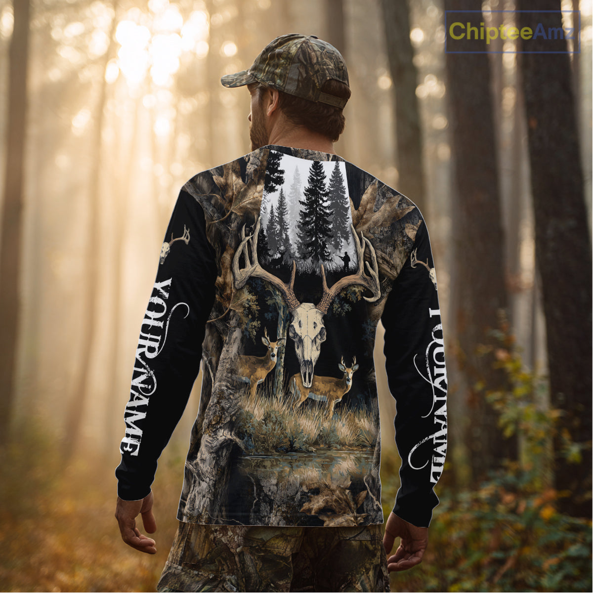 Deer Hunting Gift, Personalized Whitetail Deer Hunting 3D All Over Printed Camo Hoodie NHT361