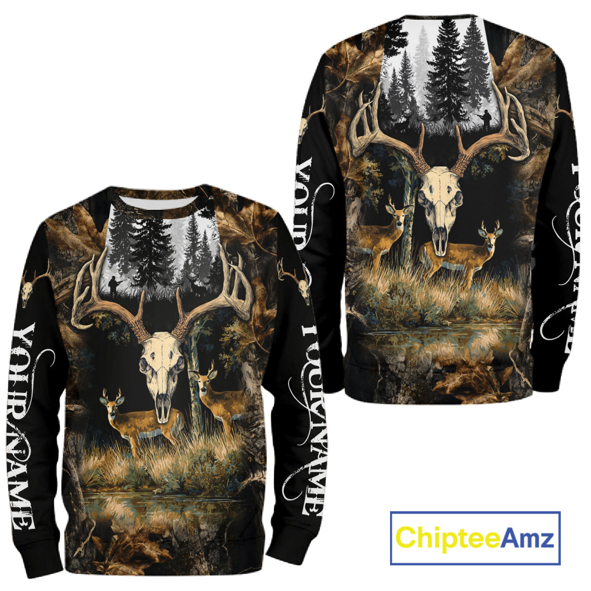 Deer Hunting Gift, Personalized Whitetail Deer Hunting 3D All Over Printed Camo Hoodie NHT361