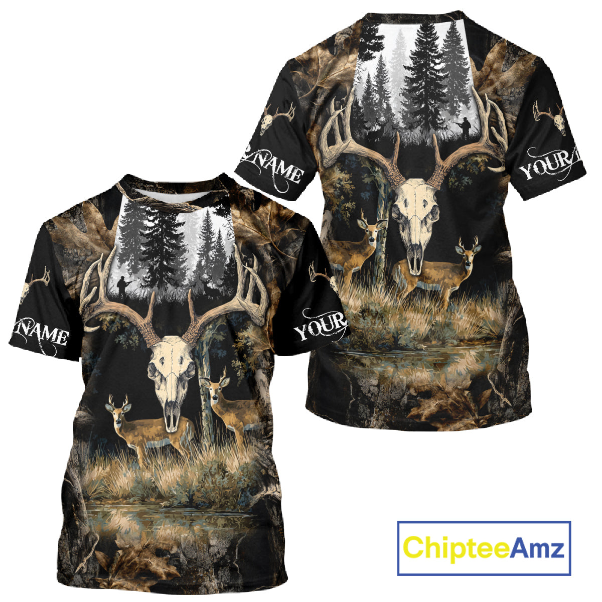 Deer Hunting Gift, Personalized Whitetail Deer Hunting 3D All Over Printed Camo Hoodie NHT361