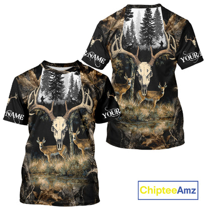 Deer Hunting Gift, Personalized Whitetail Deer Hunting 3D All Over Printed Camo Hoodie NHT361