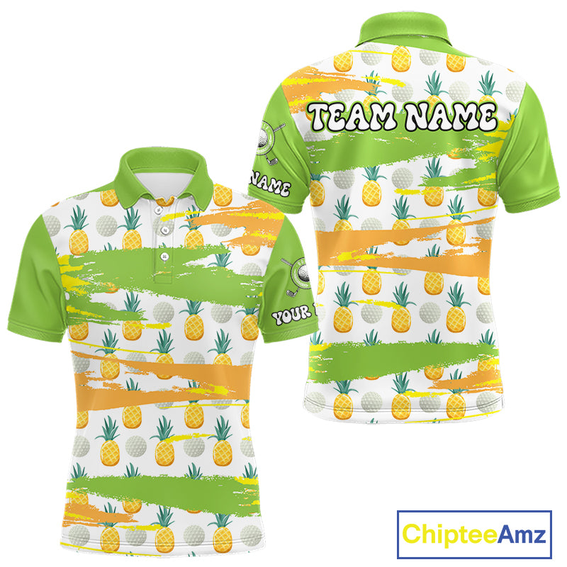 Personalized Pineapple Pattern Mens Golf Polo Shirts Team Golf Clothes Best Golf Gifts NHT753